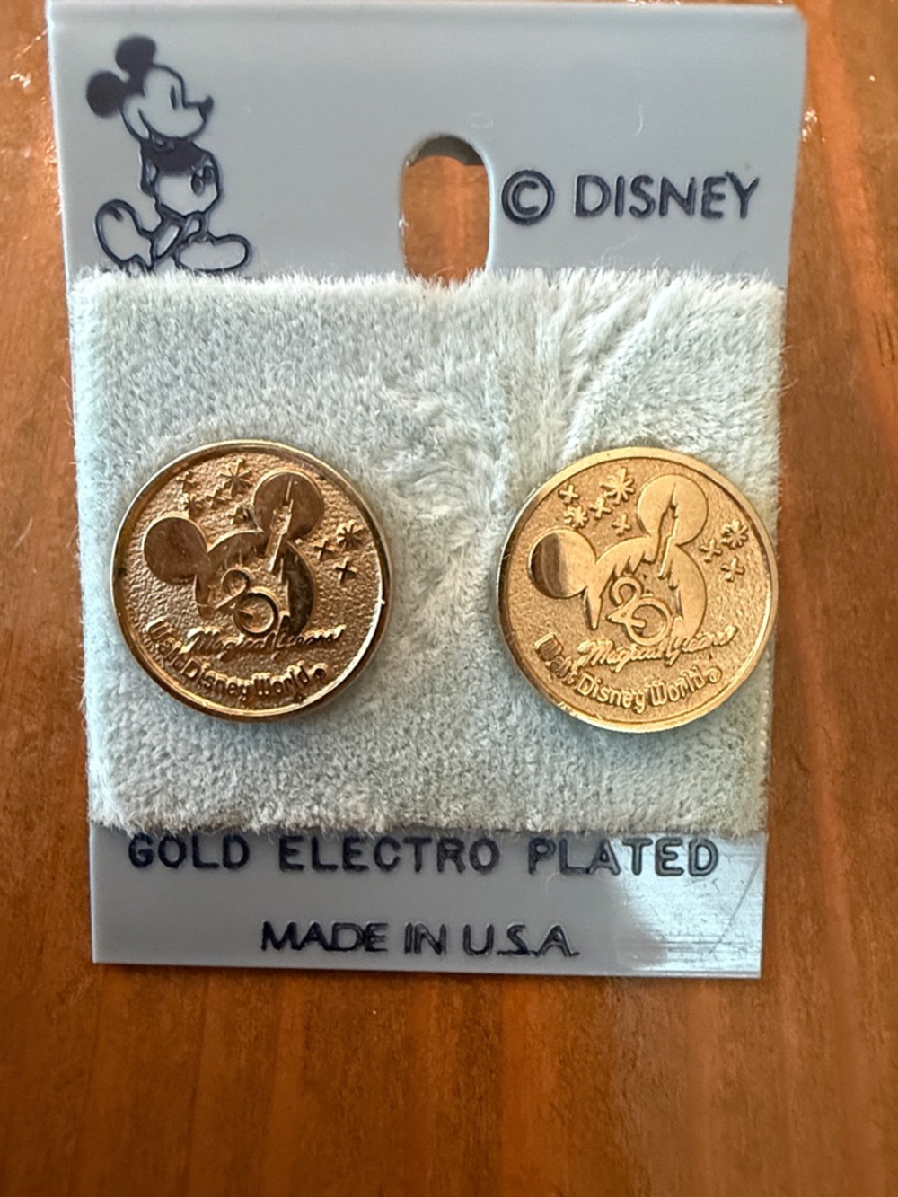 Vintage Disney Gold Mickey Coin Clip Earrings - Gold EP nwt from 1991